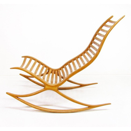 Image 1 of Vintage sculptural Wishbone rocking chair in oakwood by Robin Williams, 1960s