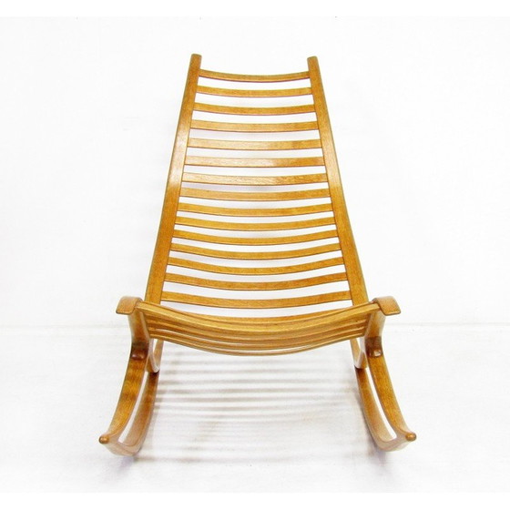 Image 1 of Vintage sculptural Wishbone rocking chair in oakwood by Robin Williams, 1960s