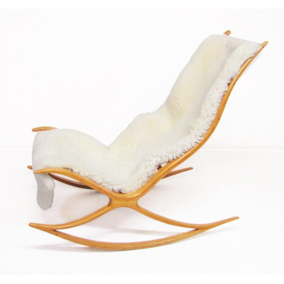 Image 1 of Vintage sculptural Wishbone rocking chair in oakwood by Robin Williams, 1960s