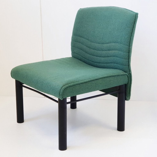 Vintage armchair in wood and fabric, 1980