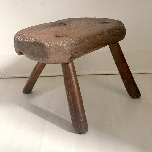 Tripod Stool Solid Wood Brutalist Legs