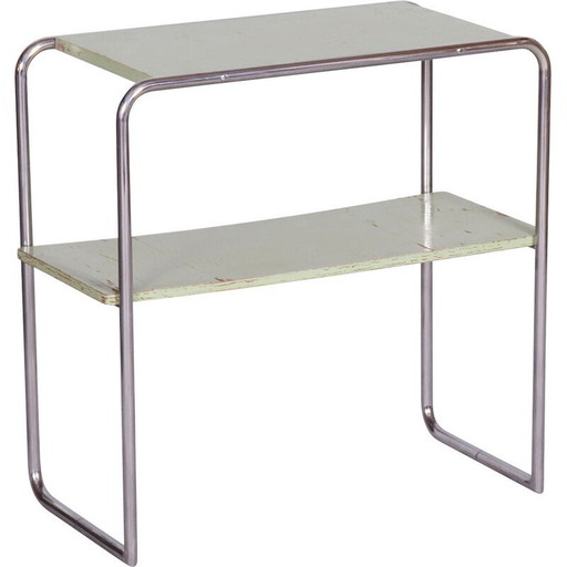 Vintage steel and wood side table by John Hagemann for Thonet, Germany 1930