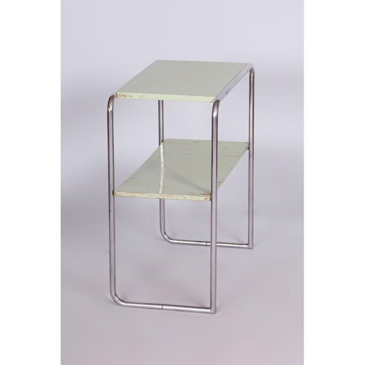 Vintage steel and wood side table by John Hagemann for Thonet, Germany 1930