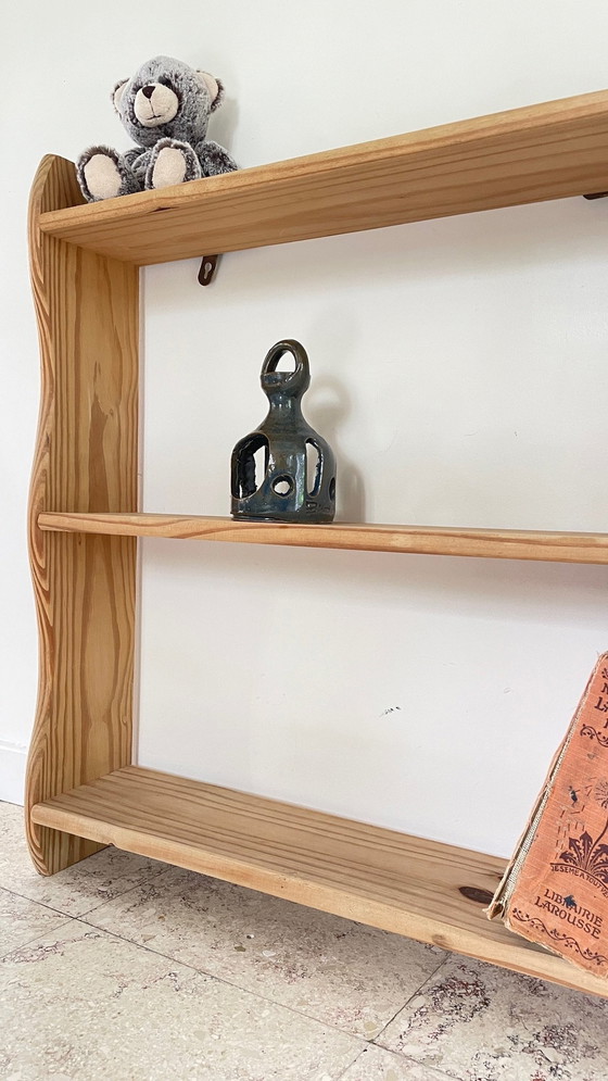 Image 1 of Vintage Wooden 3-Tray Freestanding or Hanging Shelf