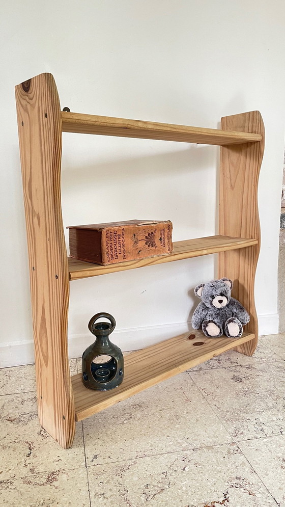 Image 1 of Vintage Wooden 3-Tray Freestanding or Hanging Shelf