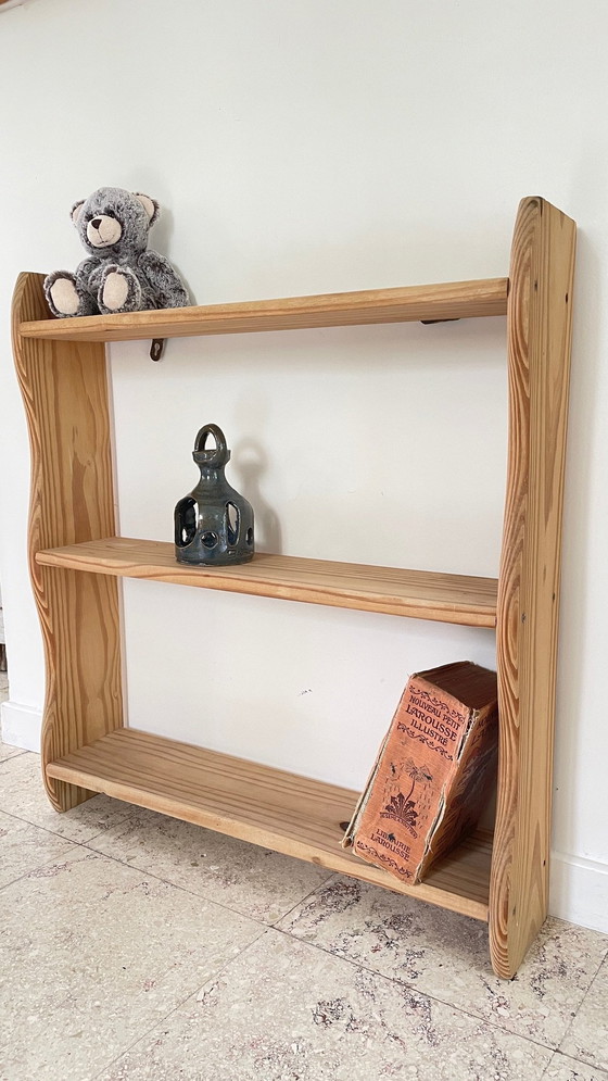 Image 1 of Vintage Wooden 3-Tray Freestanding or Hanging Shelf