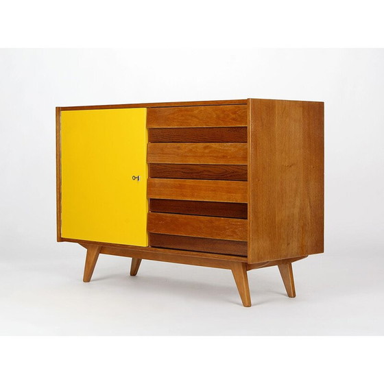 Image 1 of Vintage sideboard with 4 drawers and yellow doors "U 458" by Jiri Jiroutek for Interier Praha, Czech 1960