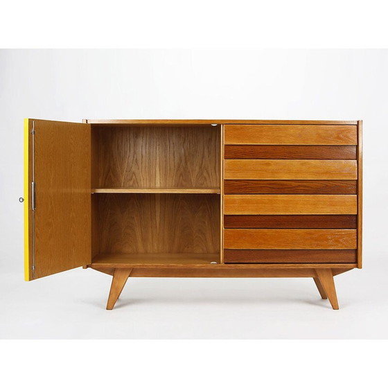 Image 1 of Vintage sideboard with 4 drawers and yellow doors "U 458" by Jiri Jiroutek for Interier Praha, Czech 1960