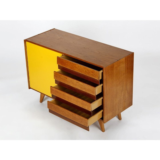 Image 1 of Vintage sideboard with 4 drawers and yellow doors "U 458" by Jiri Jiroutek for Interier Praha, Czech 1960