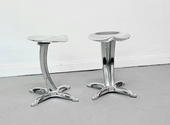 Image 1 of 2 RAR Yasu Sasamoto Dulton Chrome Design Stools Lotus Chairs