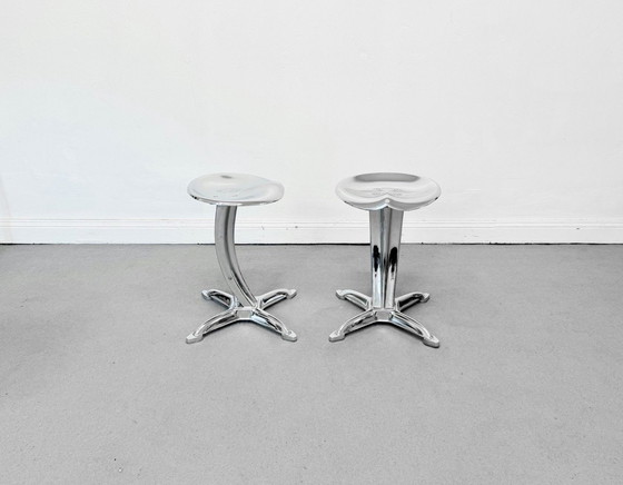 Image 1 of 2 RAR Yasu Sasamoto Dulton Chrome Design Tabouret Lotus Chaises