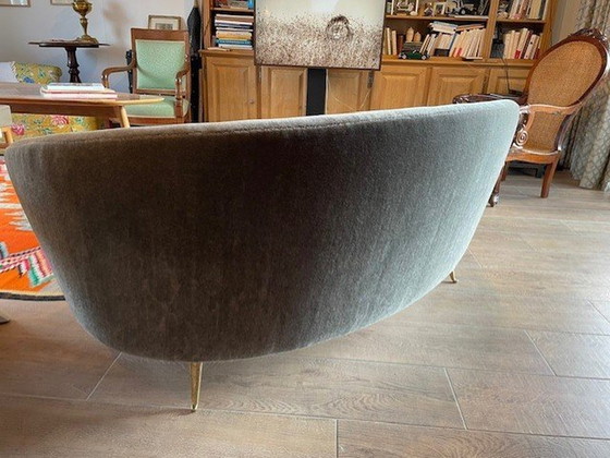 Image 1 of Frédérico Munari 1950 Velvet Incurved Sofa