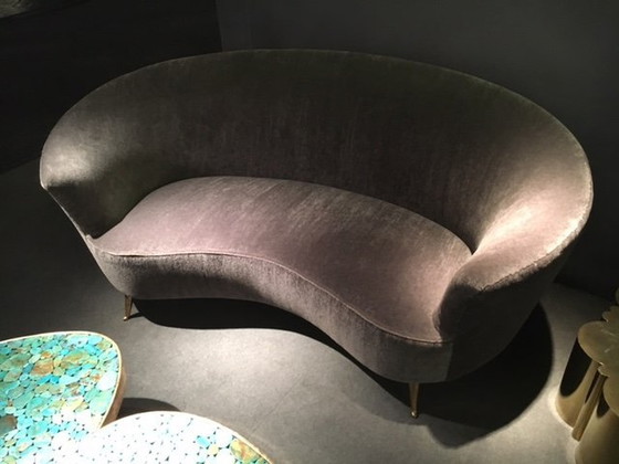 Image 1 of Frédérico Munari 1950 Velvet Incurved Sofa