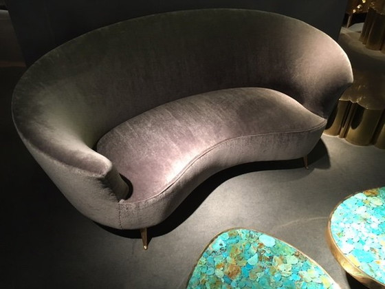 Image 1 of Frédérico Munari 1950 Velvet Incurved Sofa