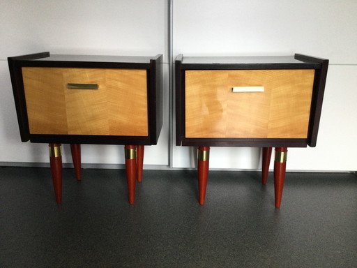 Vintage nightstands in high-gloss rosewood