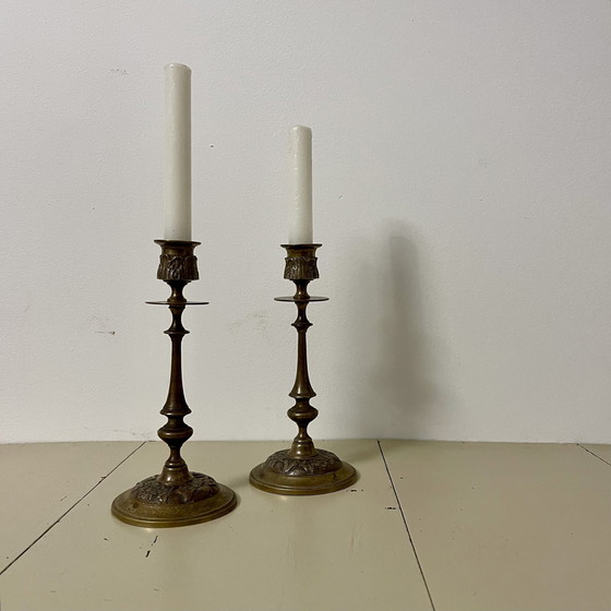 Image 1 of Pair Of Antique Candlesticks