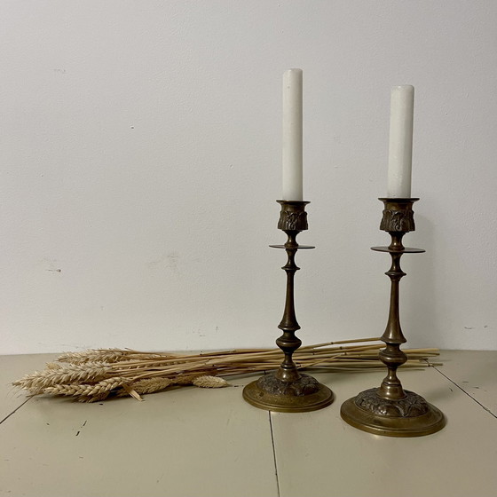 Image 1 of Pair Of Antique Candlesticks