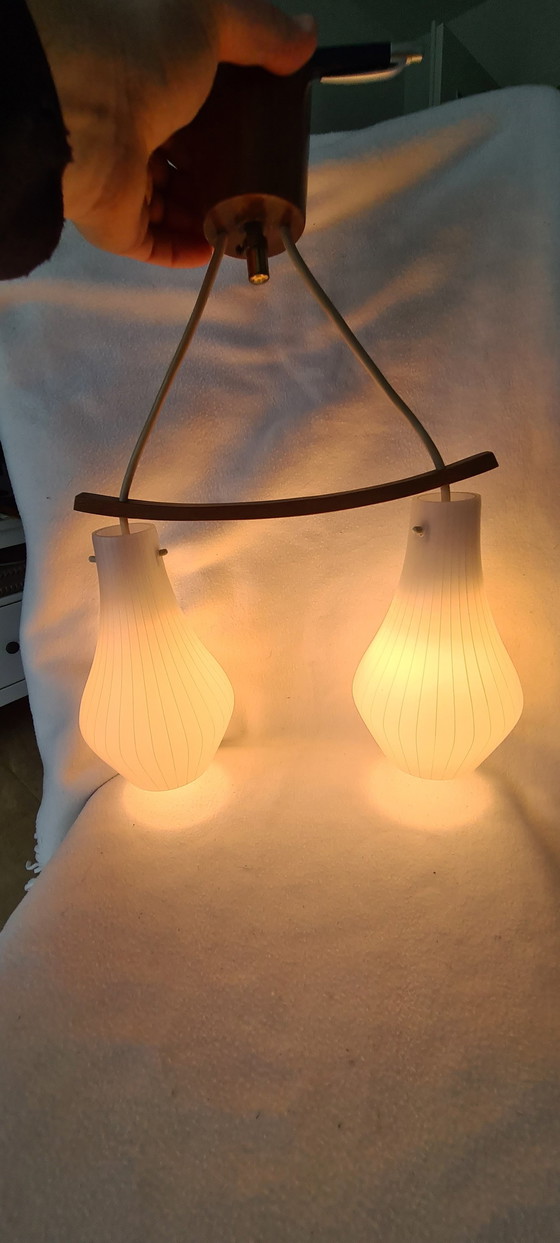 Image 1 of Scandinavian wooden lamp Mid - Century