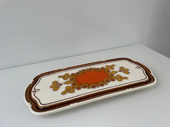 Image 1 of Presentation Bowl Ceramic With Retro Flower Design