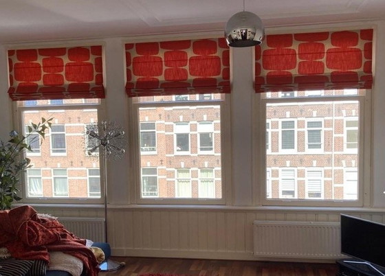 Image 1 of Roman blinds in Beautiful Orange Vintage Sixties/Seventies Fabric