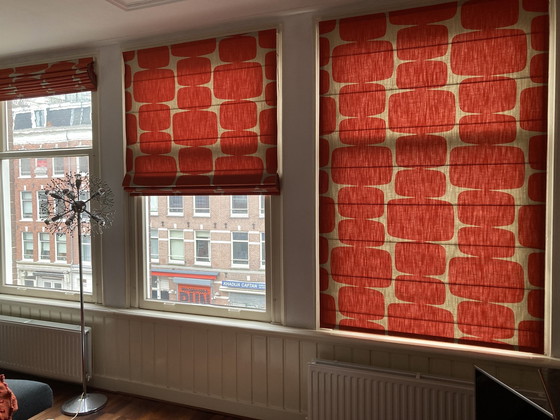 Image 1 of Roman blinds in Beautiful Orange Vintage Sixties/Seventies Fabric