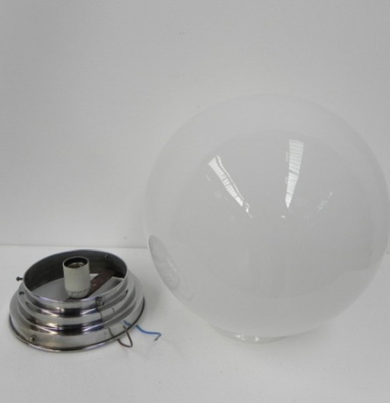 Image 1 of Art deco ceiling lamp with large white glass globe