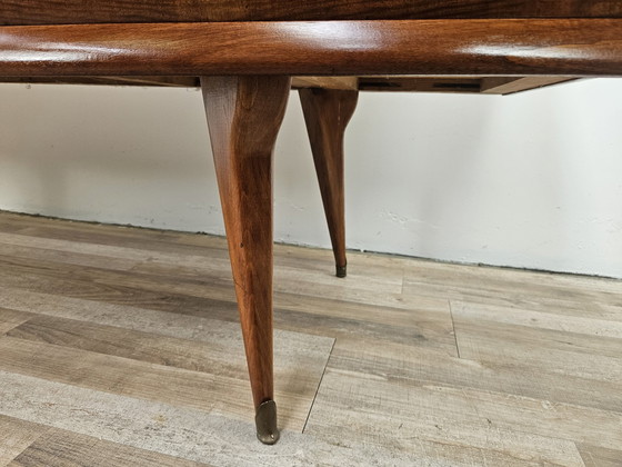 Image 1 of Mid Century 1960S Walnut Sideboard With Six Drawers And Glass Top