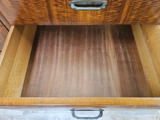 Image 1 of Mid Century 1960S Walnut Sideboard With Six Drawers And Glass Top