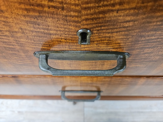 Image 1 of Mid Century 1960S Walnut Sideboard With Six Drawers And Glass Top