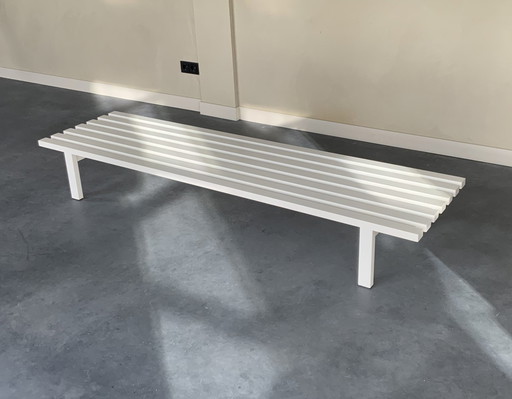 Metaform Slatted metal bench, Netherlands, 1960s