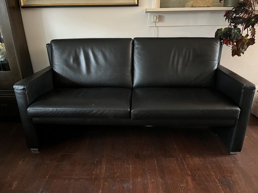 Leolux Timandra 2.5 Seater Black Leather Sofa