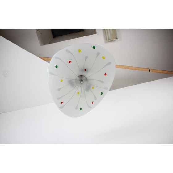 Image 1 of Vintage glass and metal pendant lamp by Napako, Czechoslovakia 1960s