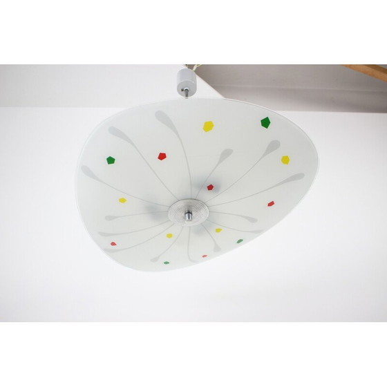 Image 1 of Vintage glass and metal pendant lamp by Napako, Czechoslovakia 1960s