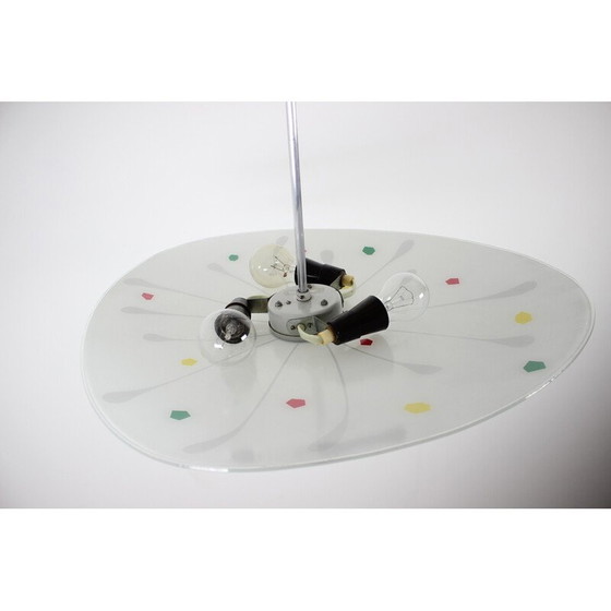 Image 1 of Vintage glass and metal pendant lamp by Napako, Czechoslovakia 1960s