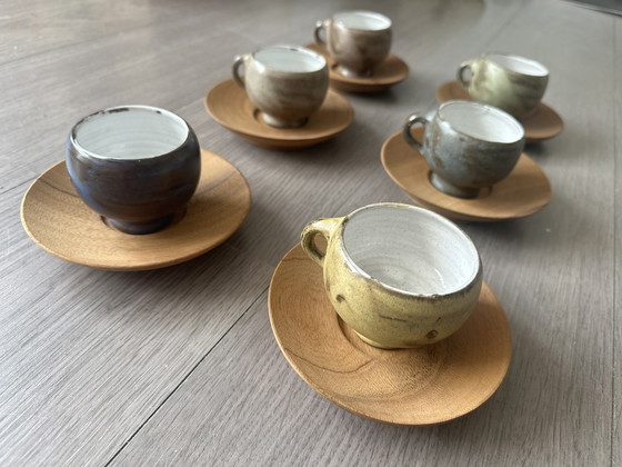 Image 1 of 12x Handmade cups and saucers Danish design ceramic