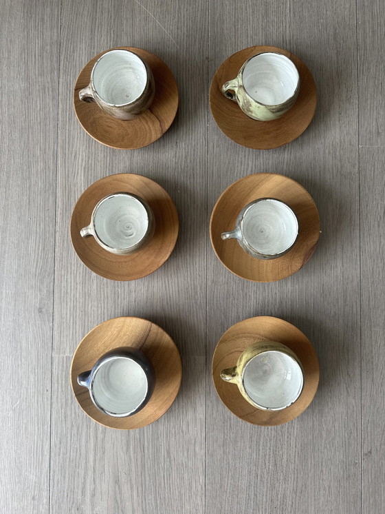 Image 1 of 12x Handmade cups and saucers Danish design ceramic