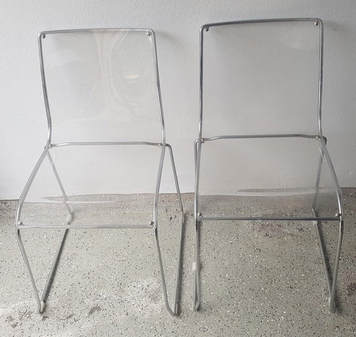 2X Italian Acrylic Glass Chairs From Calligaris