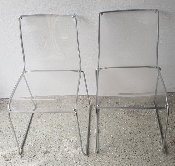 Image 1 of 2X Italian Acrylic Glass Chairs From Calligaris