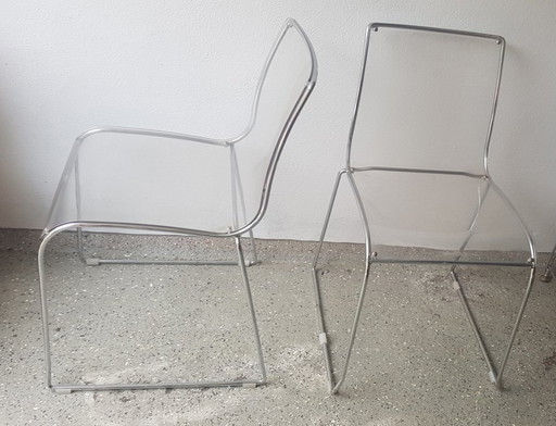 2X Italian Acrylic Glass Chairs From Calligaris