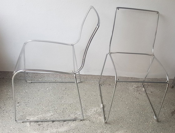 Image 1 of 2X Italian Acrylic Glass Chairs From Calligaris