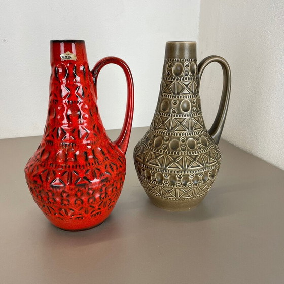 Image 1 of Pair of vintage pottery ceramic vases for Bay Ceramics, Germany 1970s
