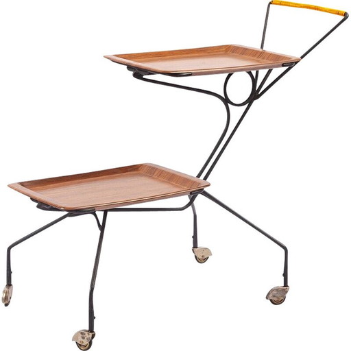 Vintage metal and wood trolley from Pag, Germany 1950