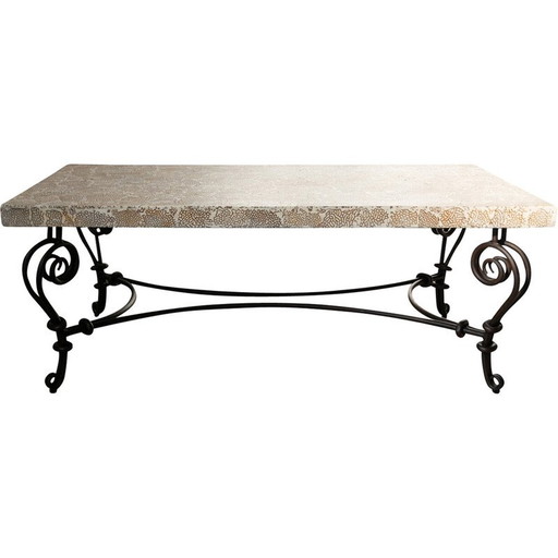 Tavolino da caffè vintage Elite con piano in resina e termite, anni &#39;90