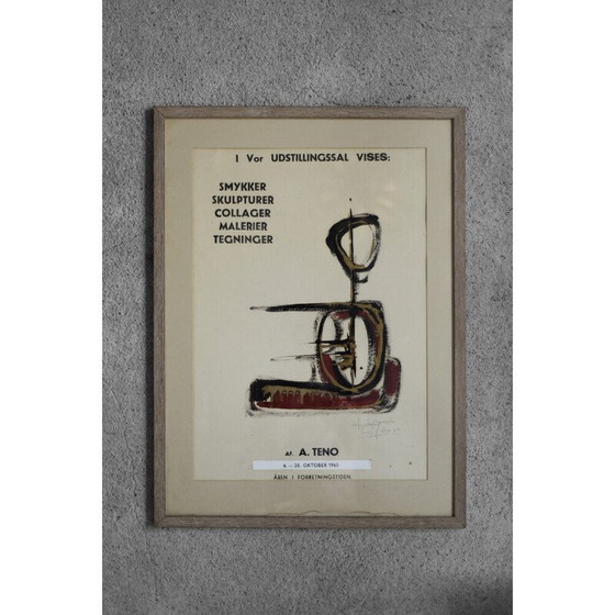 Image 1 of Vintage poster from the Aurelio Teno exhibition, Denmark 1965