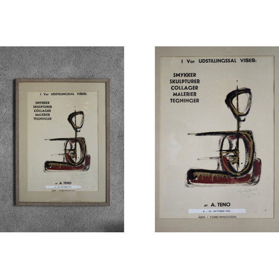 Image 1 of Vintage poster from the Aurelio Teno exhibition, Denmark 1965
