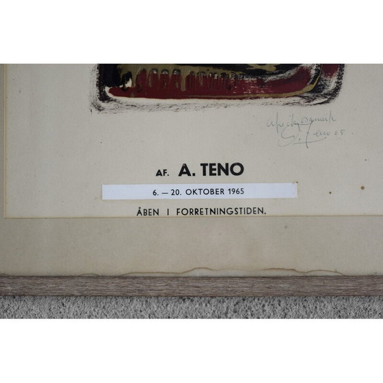 Image 1 of Vintage poster from the Aurelio Teno exhibition, Denmark 1965