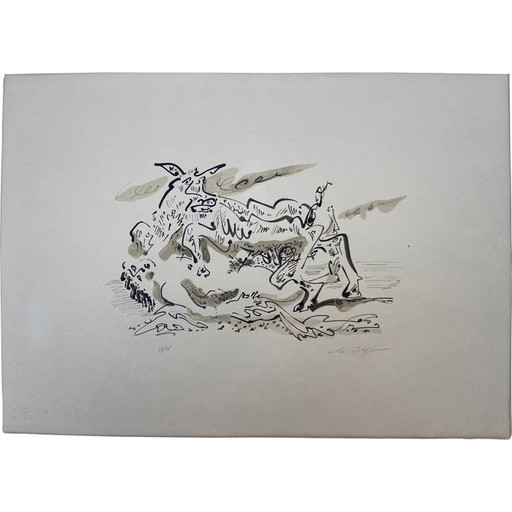 Litografía antigua de El rapto de Europa de André Masson