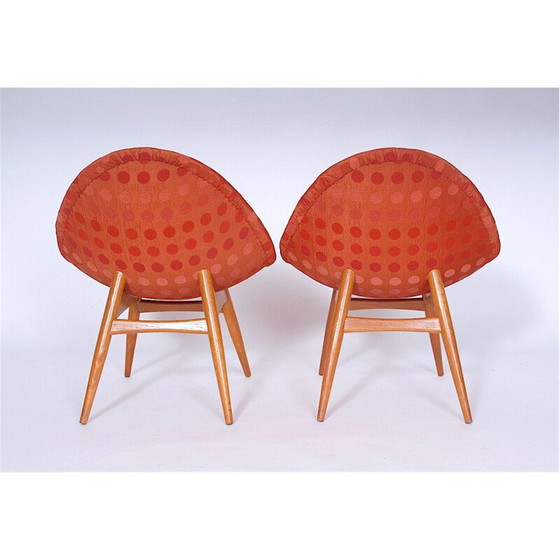 Image 1 of Pair of vintage chairs in red fabric and melamine by Miroslav Navratil
