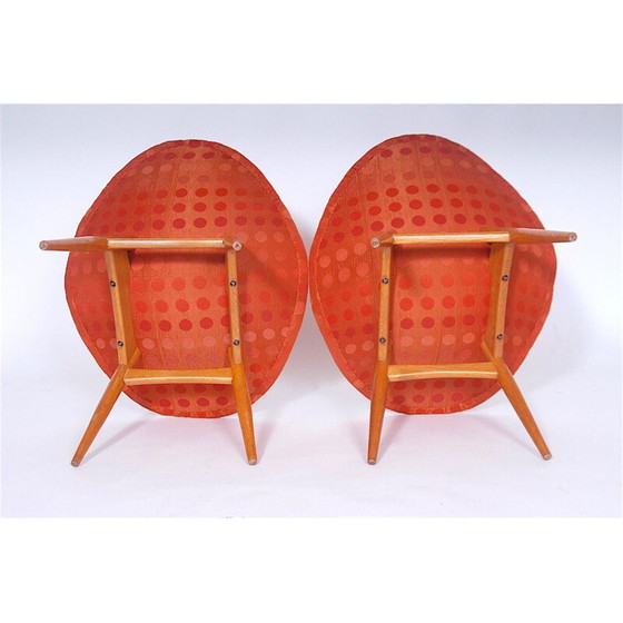 Image 1 of Pair of vintage chairs in red fabric and melamine by Miroslav Navratil