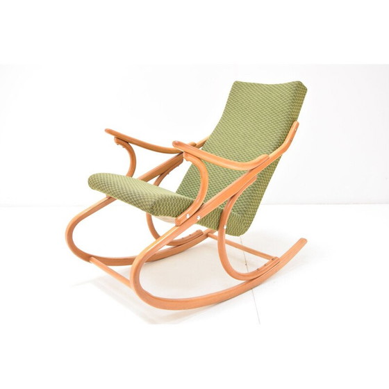 Image 1 of Fabric and wood vintage rocking chair by Ton, Czechoslovakia 1970s